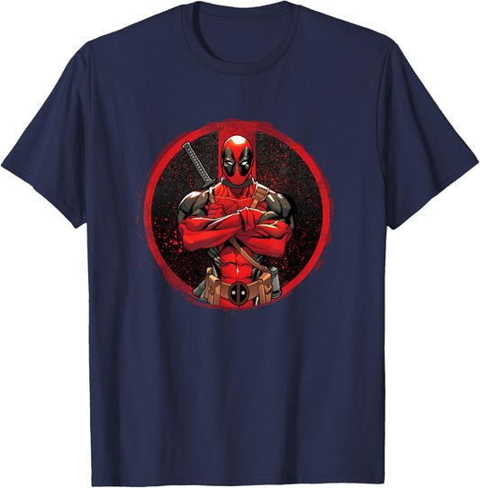 Marvel Deadpool Distressed Circle , black T-Shirt - T-Shirt | Navy