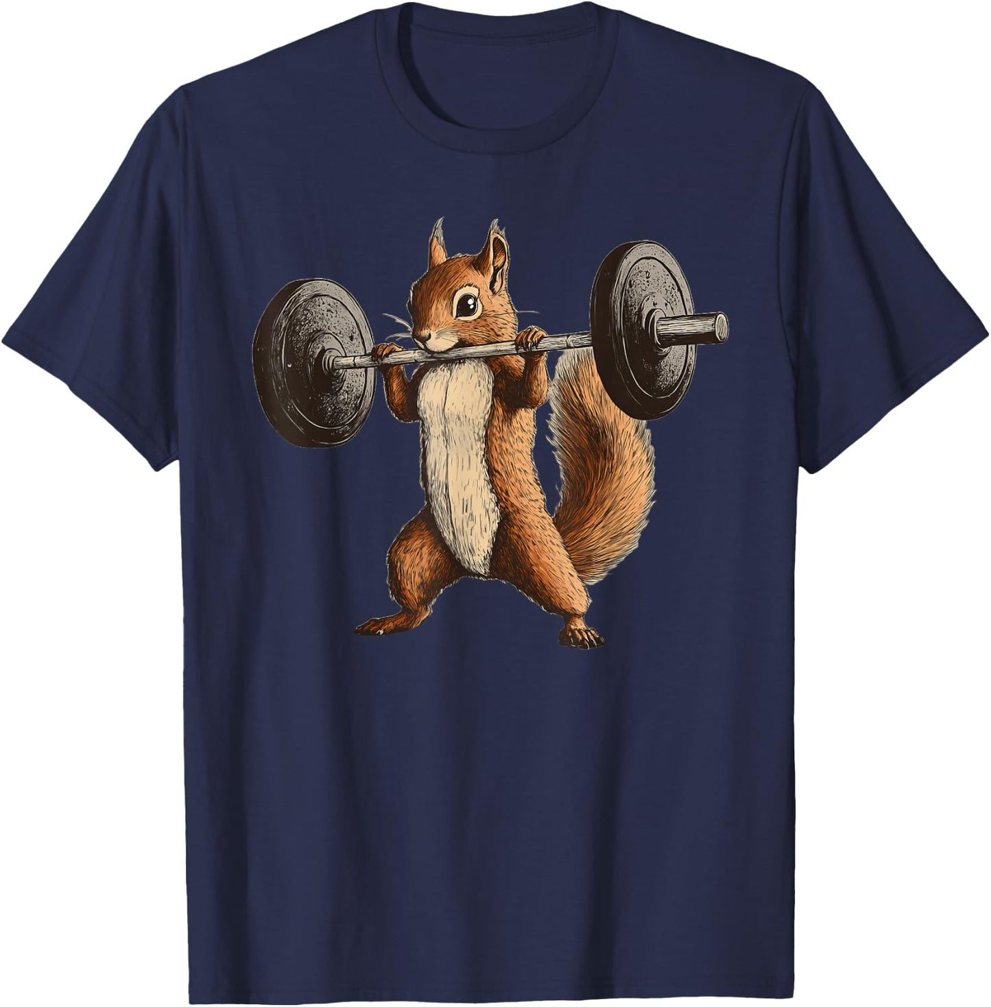 Squirrel Powerlifting Weightlifting Gym Workout T-Shirt - T-Shirt | Navy