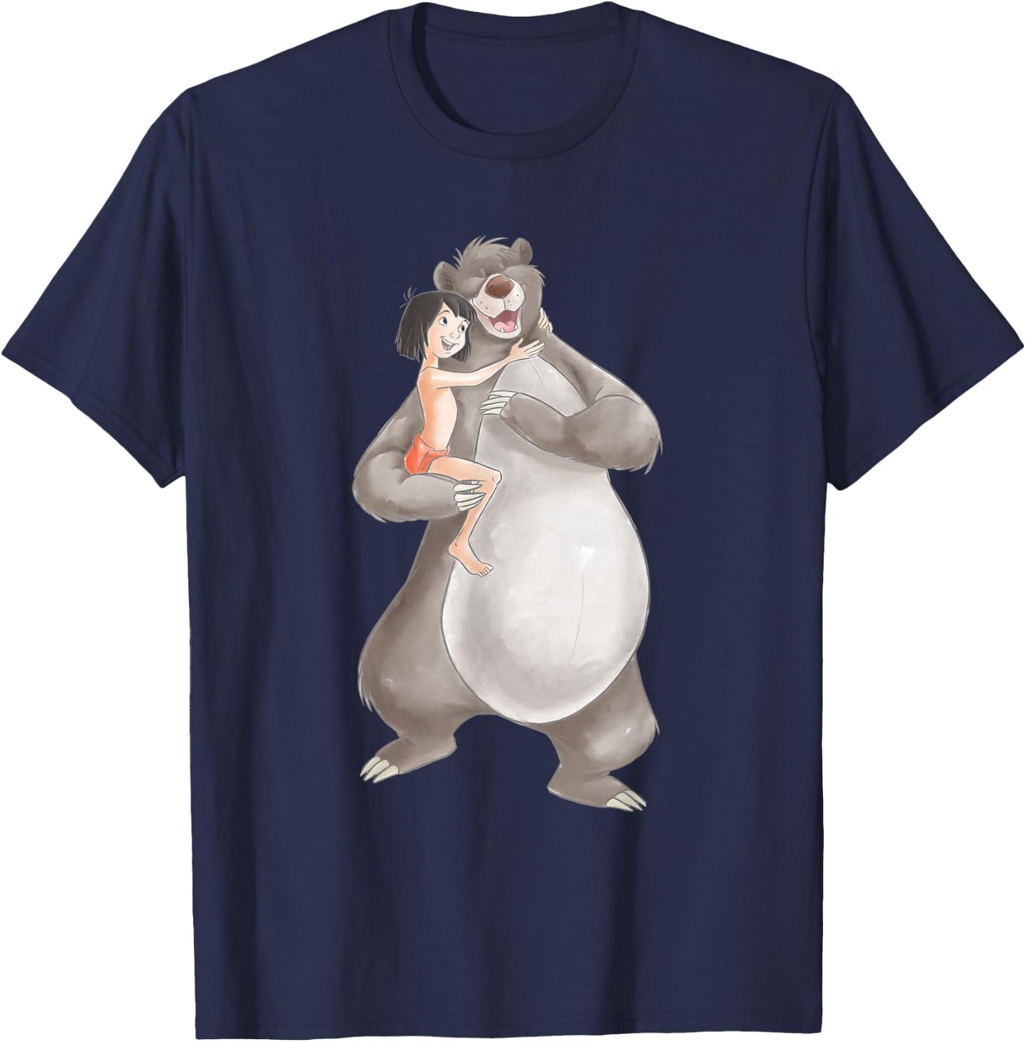 Jungle Book Watercolour Balu And Maugli T-Shirt - T-Shirt | Navy