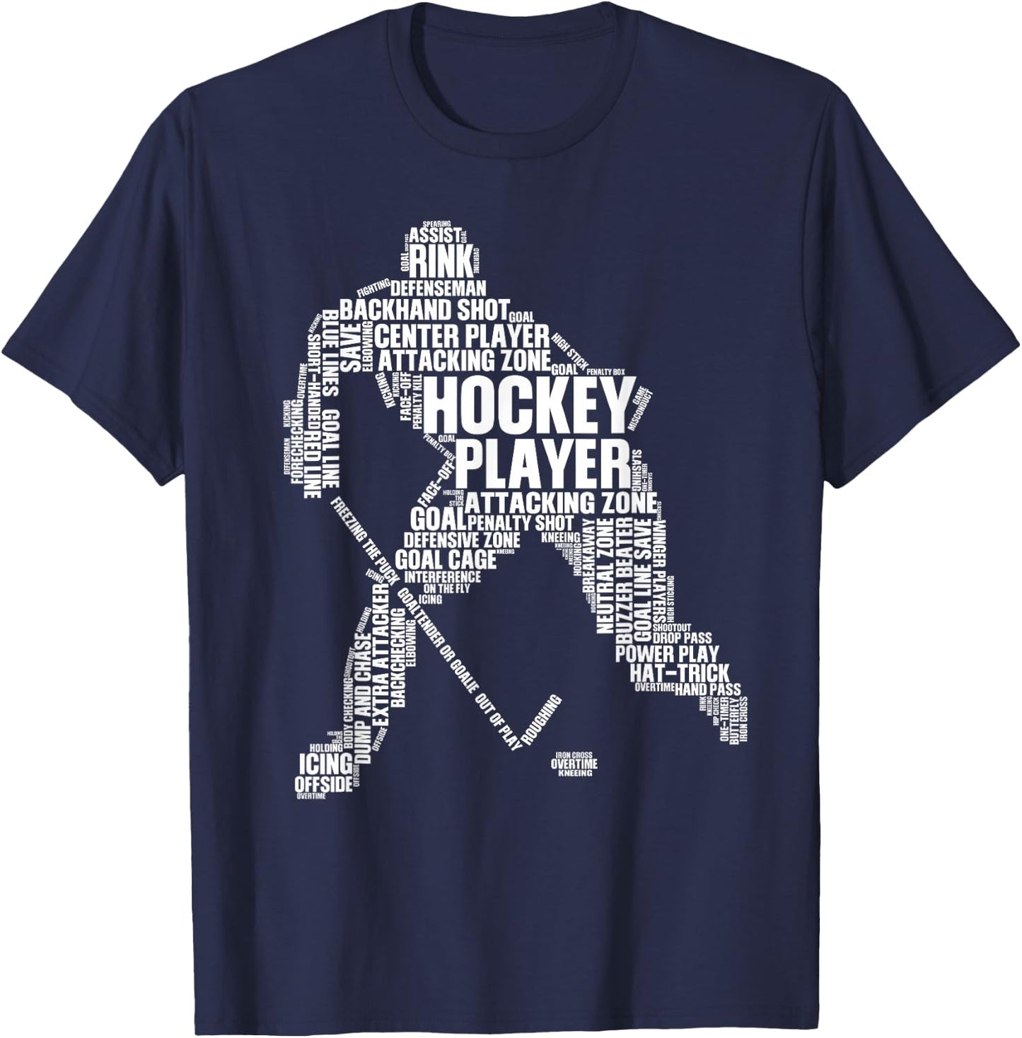 Cool Ice Hockey Art Women Boy Girl Ice Hockey Player T-Shirt - T-Shirt | Navy