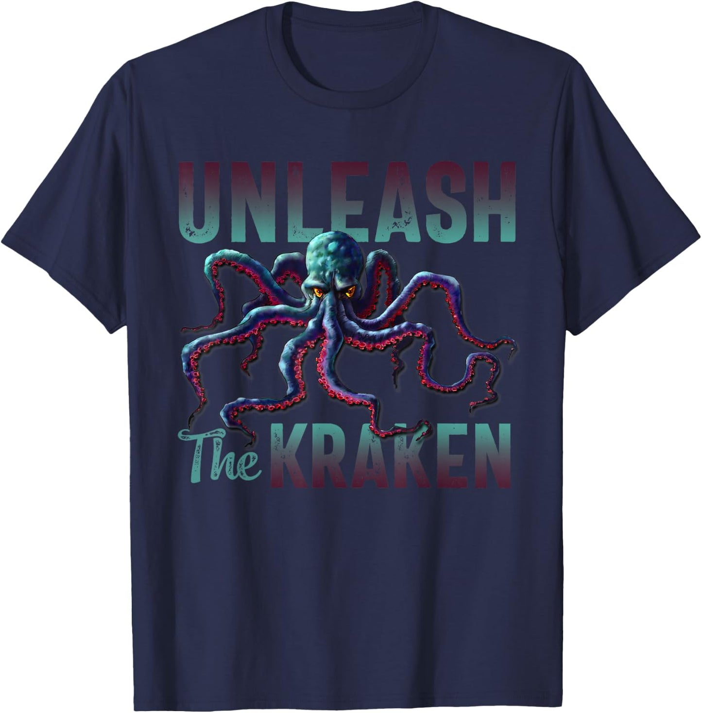 Kraken Vintage Unleash the Giant Kraken T-Shirt - T-Shirt | Navy