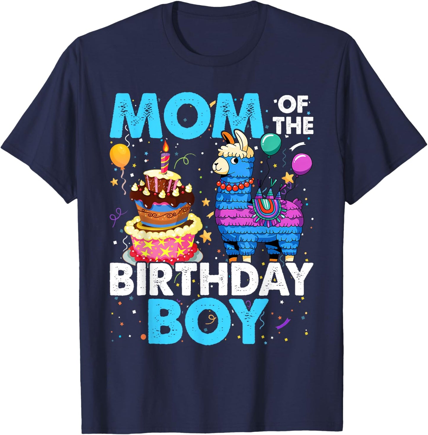 Mom Birthday Boy Llama Pinata Party Matching Family T-Shirt - T-Shirt | Navy