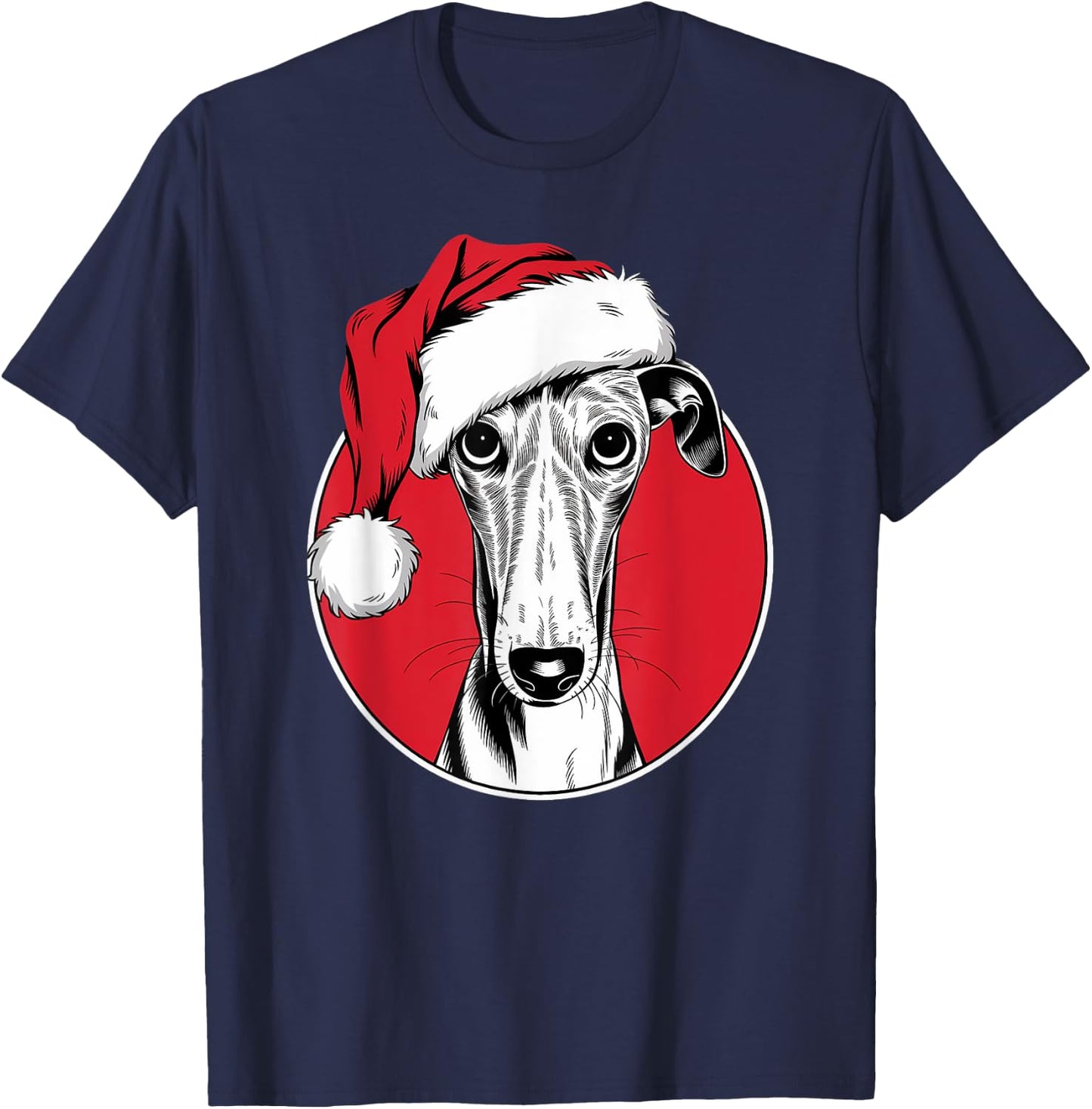 Joyful Greyhound Santa Dog on Greyhound Christmas Women Kids T-Shirt - T-Shirt | Navy