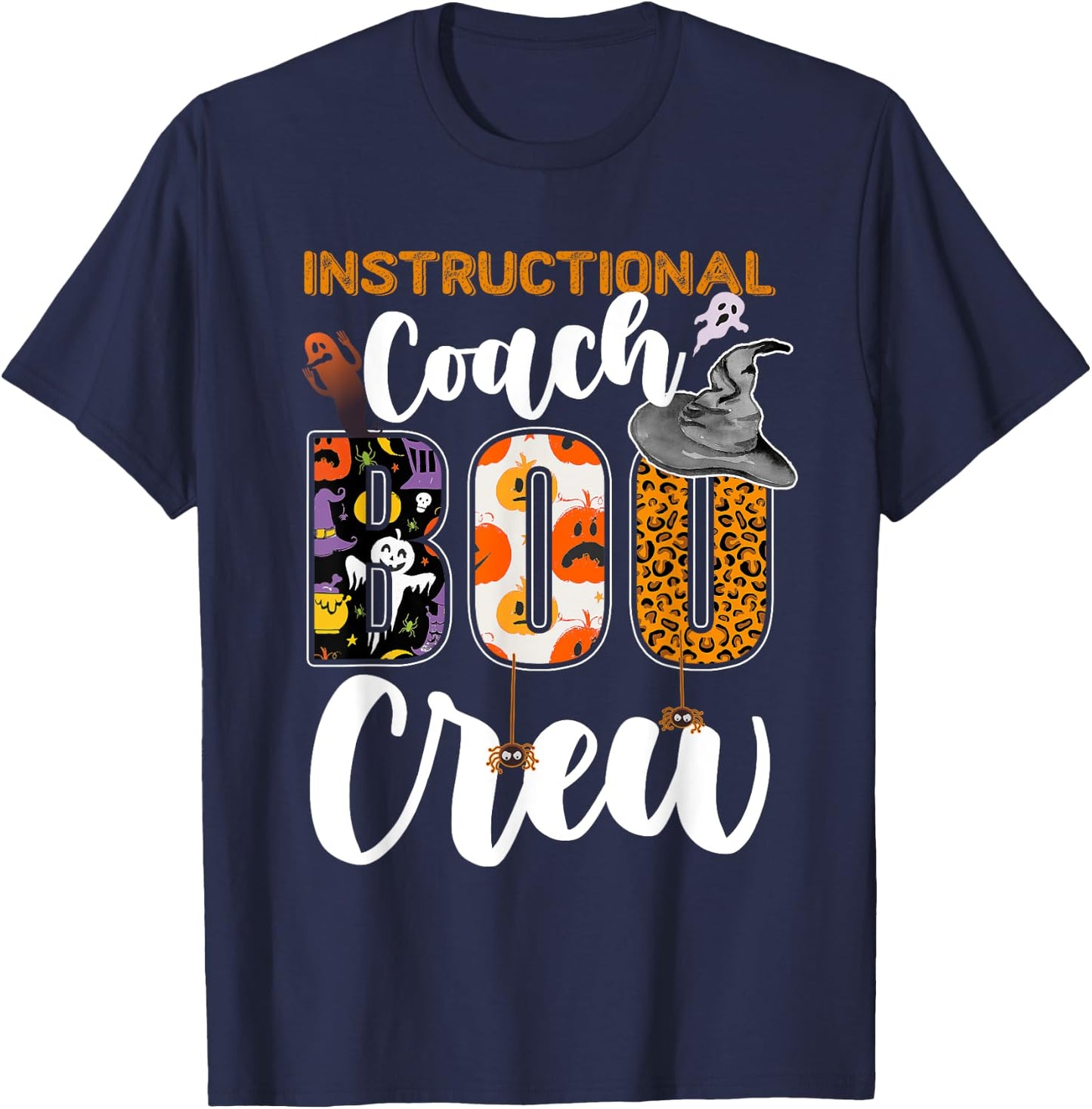Instructional Coach Boo Crew Halloween Matching Funny T-Shirt - T-Shirt | Navy