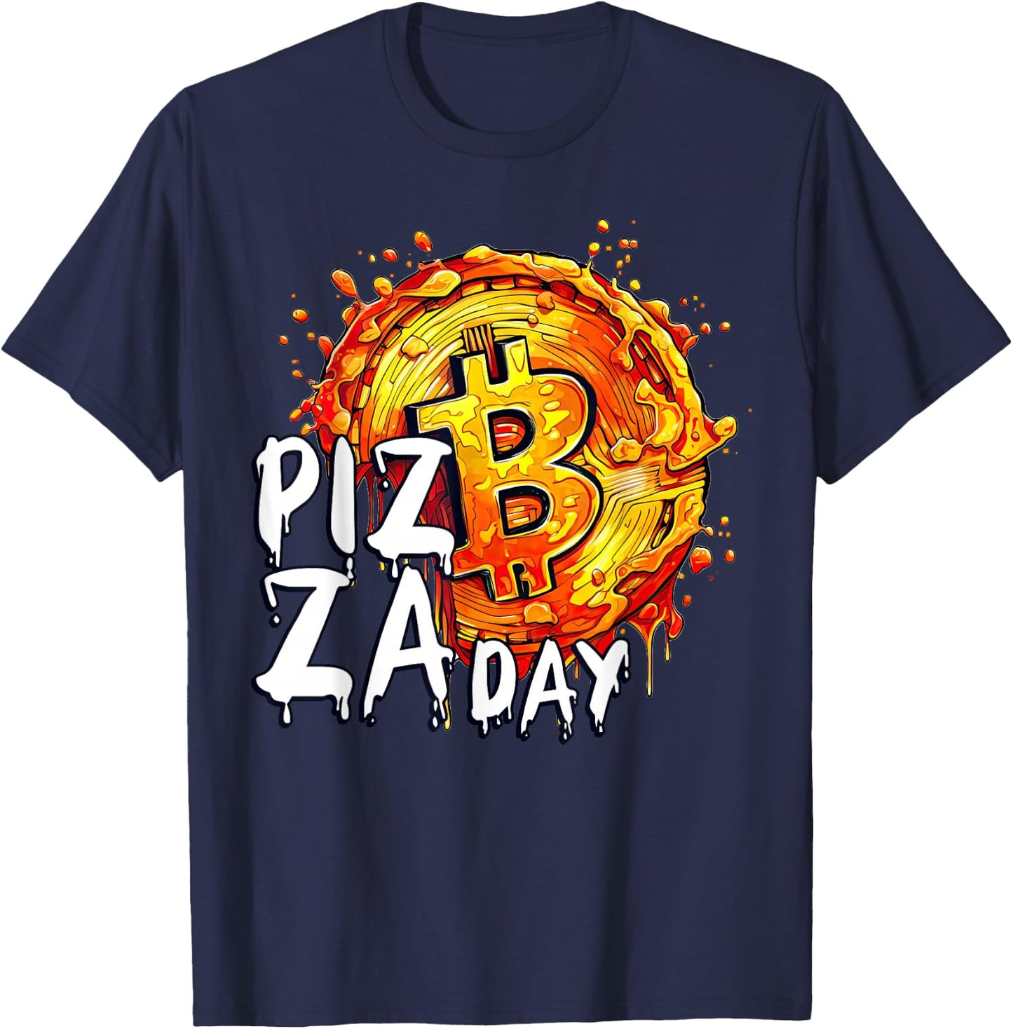 Bitcoin Pizza Day 22. Mai Lustige Kryptowährung Münze T-Shirt - T-Shirt | Navy