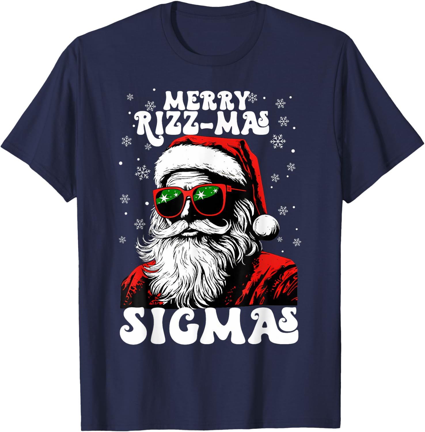 Merry Rizz Mas Sigmas Funny Gen Alpha X-Mas Santa Christmas T-Shirt - T-Shirt | Navy