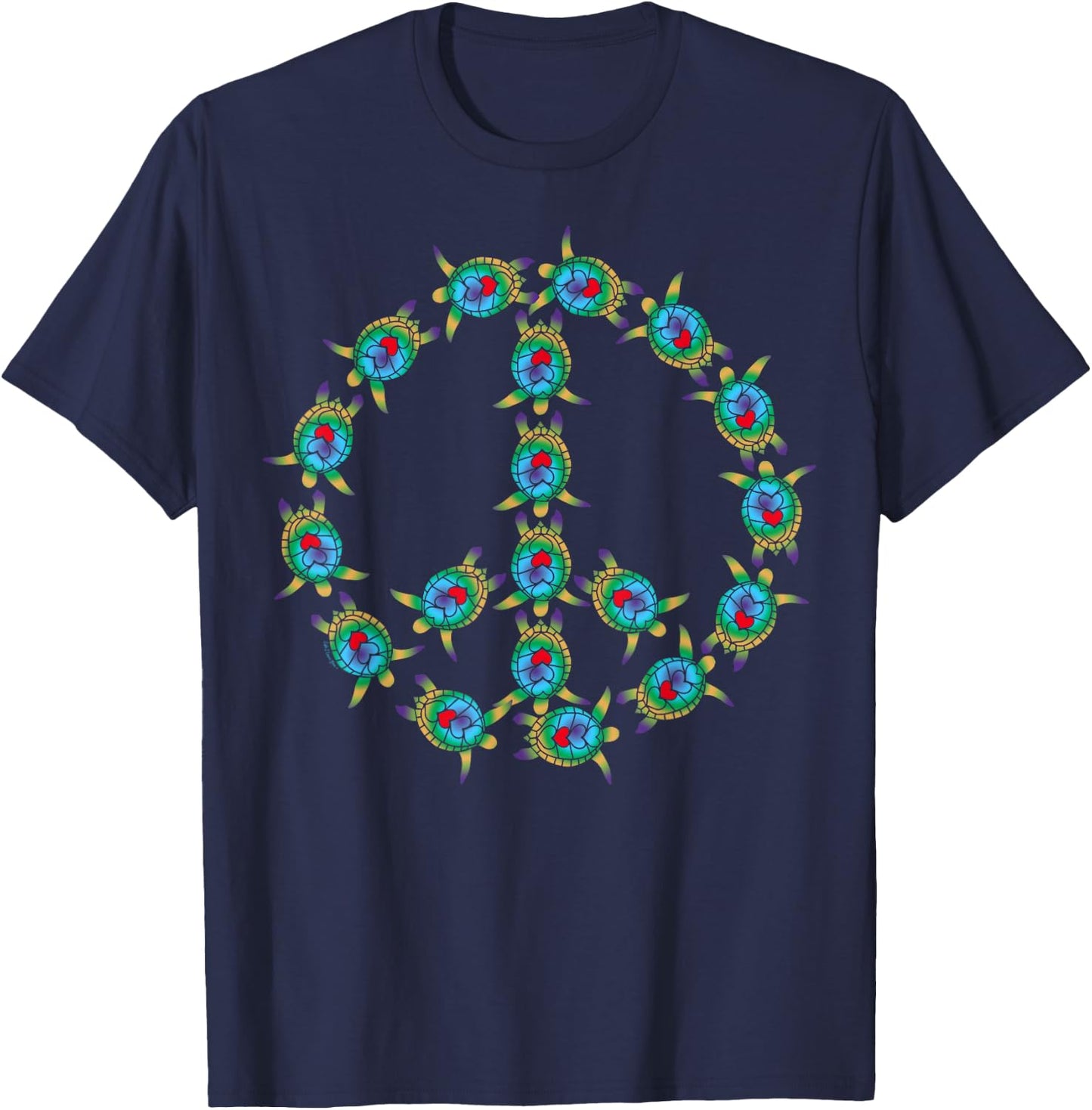 Beautiful Tropical Sea Turtles Peace Sign T-Shirt - T-Shirt | Navy
