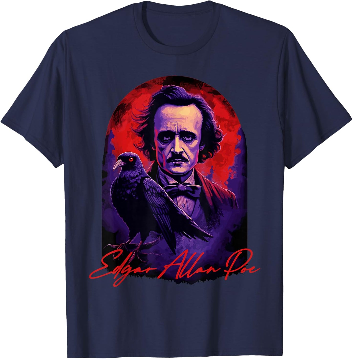 Edgar Allan Poe American Literature Raven Gothic Poet T-Shirt - T-Shirt | Navy
