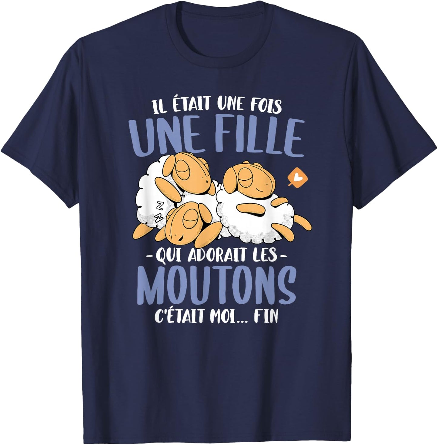Mouton était une fois Femme Girl' Funny Sheep , Black T-Shirt - T-Shirt | Navy