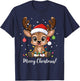 Reindeer Christmas Sweater, Cute Christmas Hat Merry Christmas , Black, S T-Shirt - T-Shirt | Navy