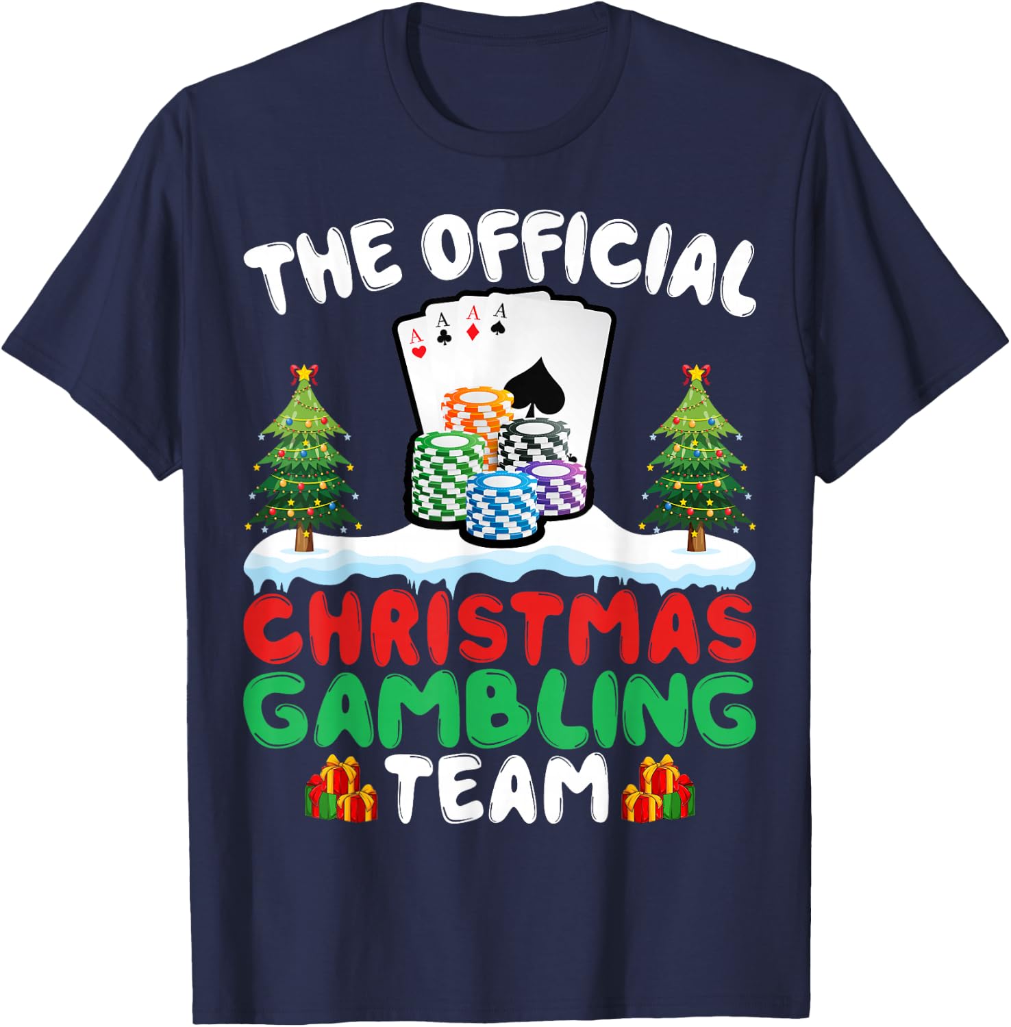 Xmas Gambling Team - Funny Gambling Gambler Christmas T-Shirt - T-Shirt | Navy