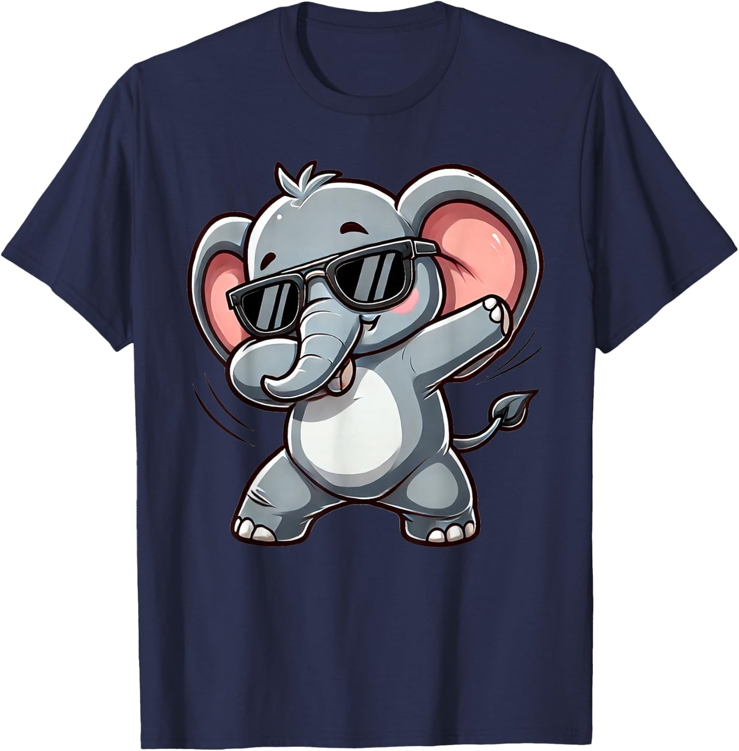 Elephant Dabbing | Cute Elephant Dancing with Elephant Motif , black T-Shirt - T-Shirt | Navy