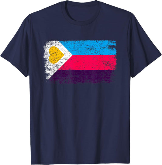 Polyamory New Pride Flag - Polyamorous Throuple T-Shirt - T-Shirt | Navy