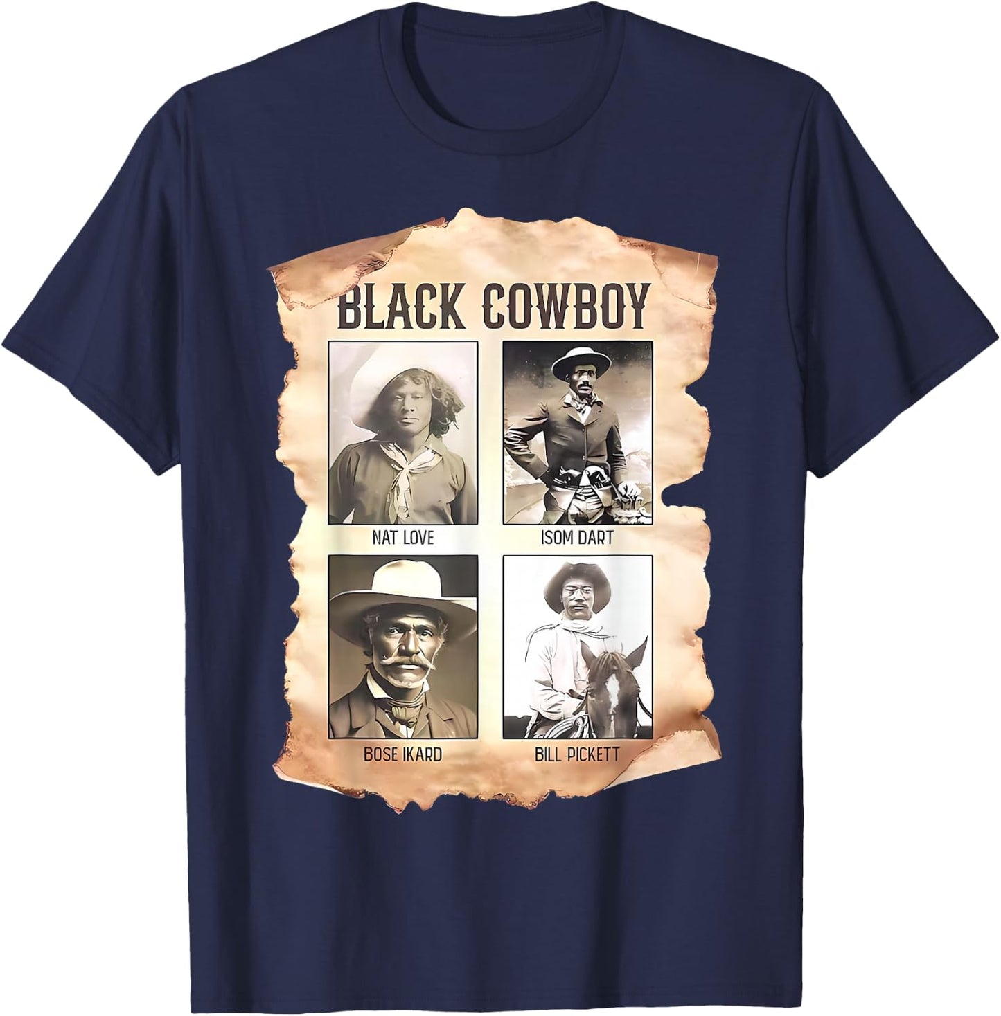 Black Cowboy Western Rodeo Melanin Black History Texas Men T-Shirt - T-Shirt | Navy