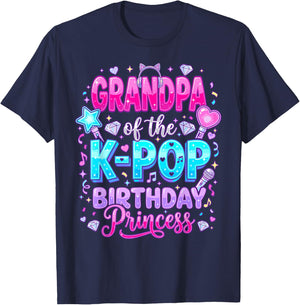 Grandpa of The K-Pop Birthday Princess Korean Music T-Shirt - T-Shirt | Navy