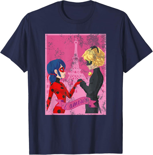 Miraculous Ladybug Vintage Collection Paris Love T-Shirt - T-Shirt | Navy