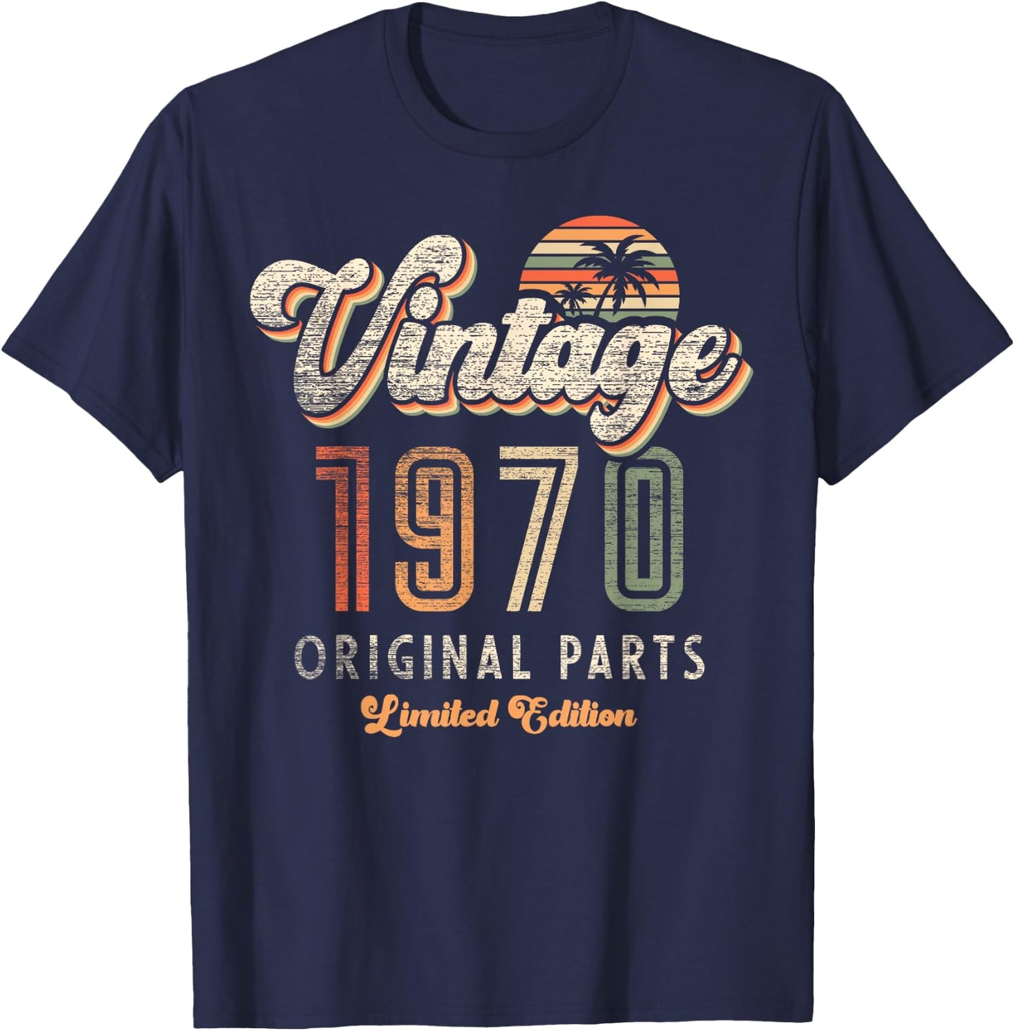 Vintage 1970 Limited Edition 76th Anniversary Palm Retro T-Shirt - T-Shirt | Navy