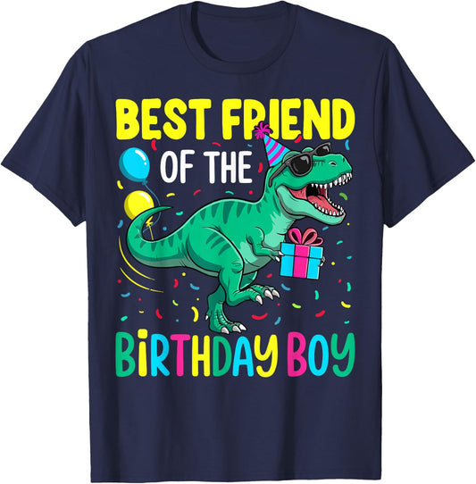 Best Friend of The Birthday Party Outfit Dinosaur Bestie T-Shirt - T-Shirt | Navy