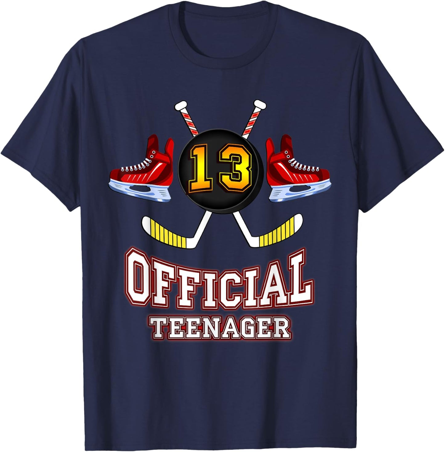 Official Teenager Ice-Hockey 13th Birthday Gift T-Shirt - T-Shirt | Navy