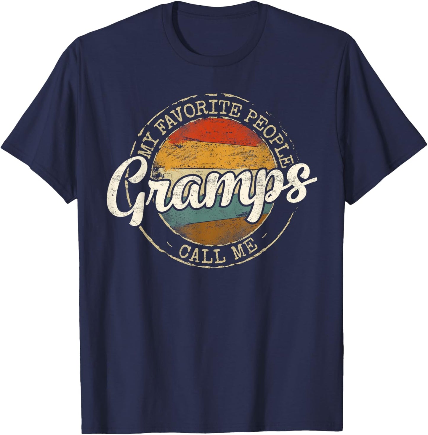 My Favorite People Call Me Gramps Vintage Stamp Fathers Day T-Shirt - T-Shirt | Navy
