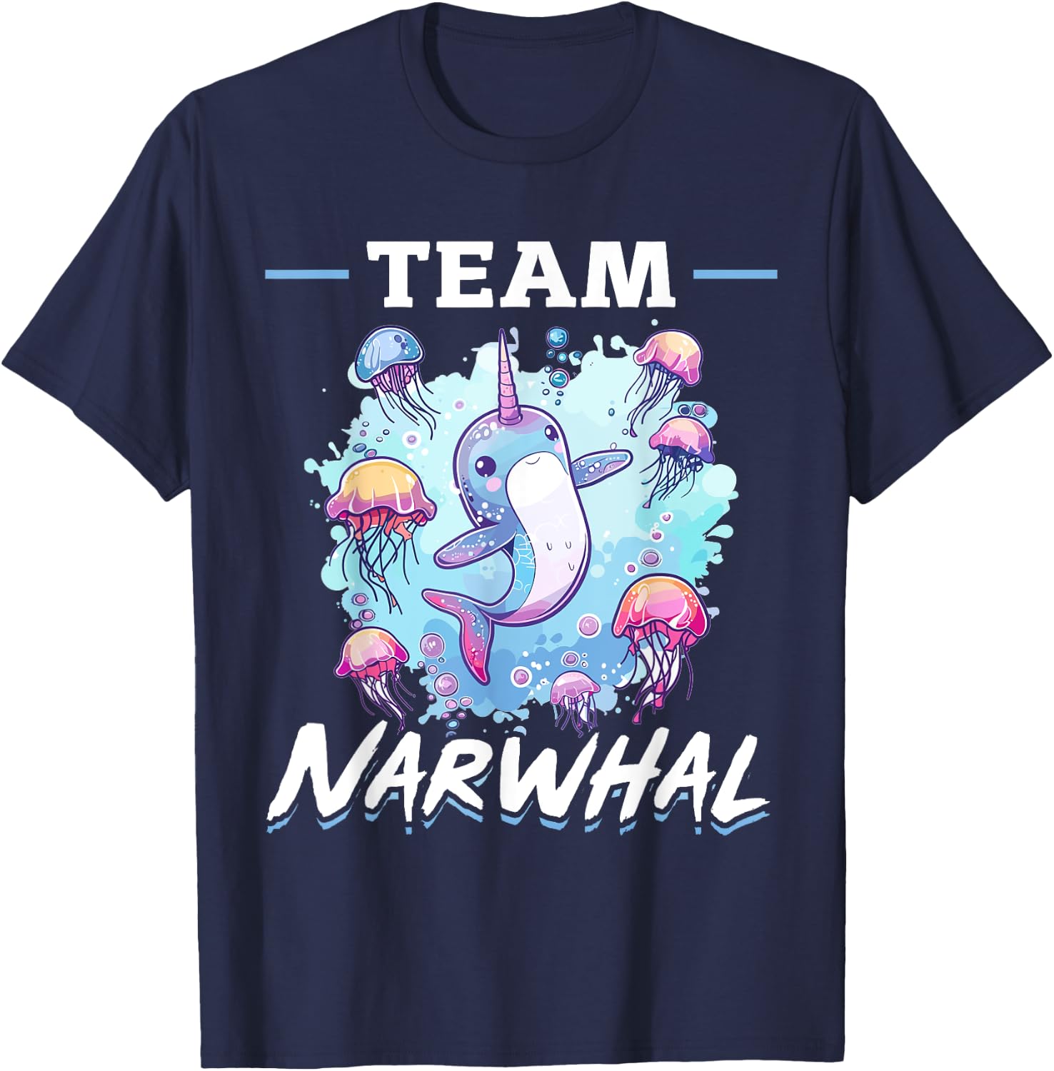 Funny Narwhal Jellyfish Animal Team Narwhal T-Shirt - T-Shirt | Navy