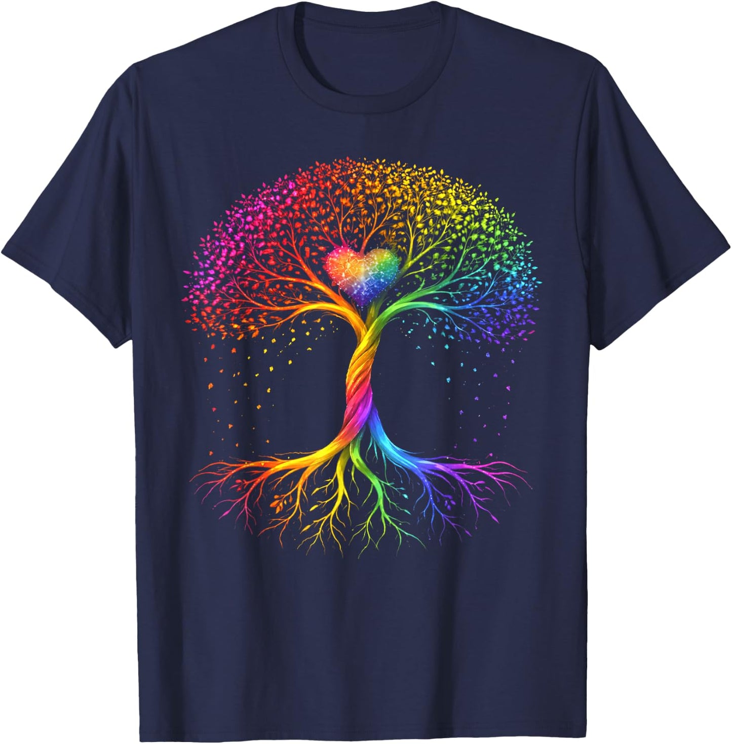 Tree Heart Colorful Rainbow LGBT Pride Men Women Kid T-Shirt - T-Shirt | Navy