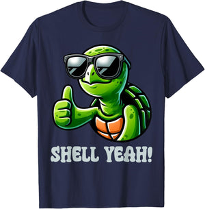 Shell Yeah Turtle Lover Turtles Pun Graphic T-Shirt - T-Shirt | Navy