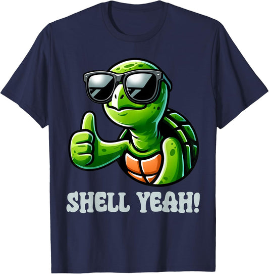 Shell Yeah Turtle Lover Turtles Pun Graphic T-Shirt - T-Shirt | Navy