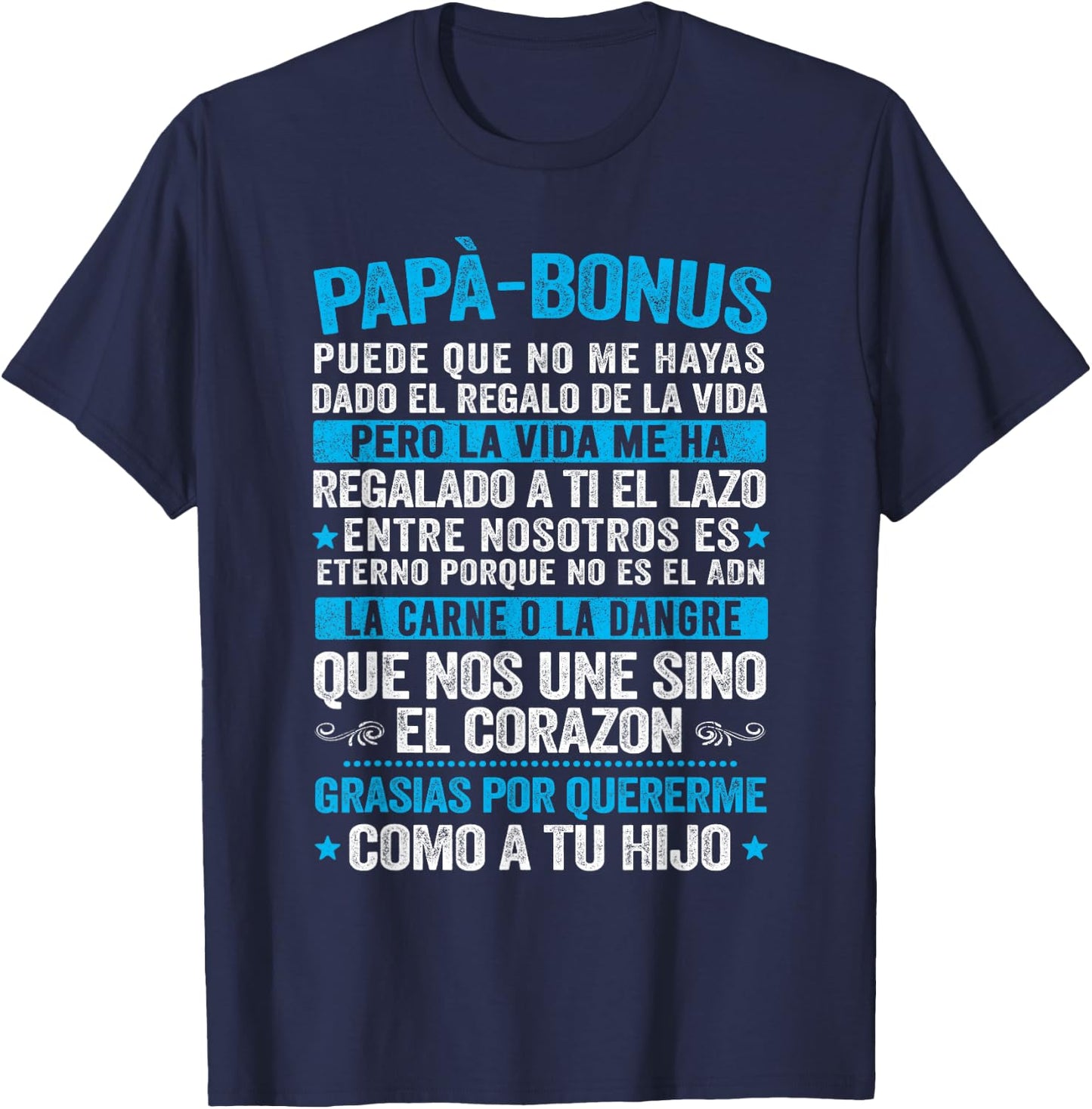 Bonus Papa , Happy Father's Day Clothing, Stepdad T-Shirt - T-Shirt | Navy