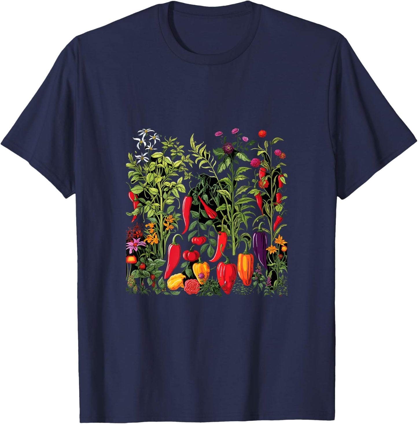 Chili Hot Pepper Plants Chillis Garden Spicy Pepper T-Shirt - T-Shirt | Navy