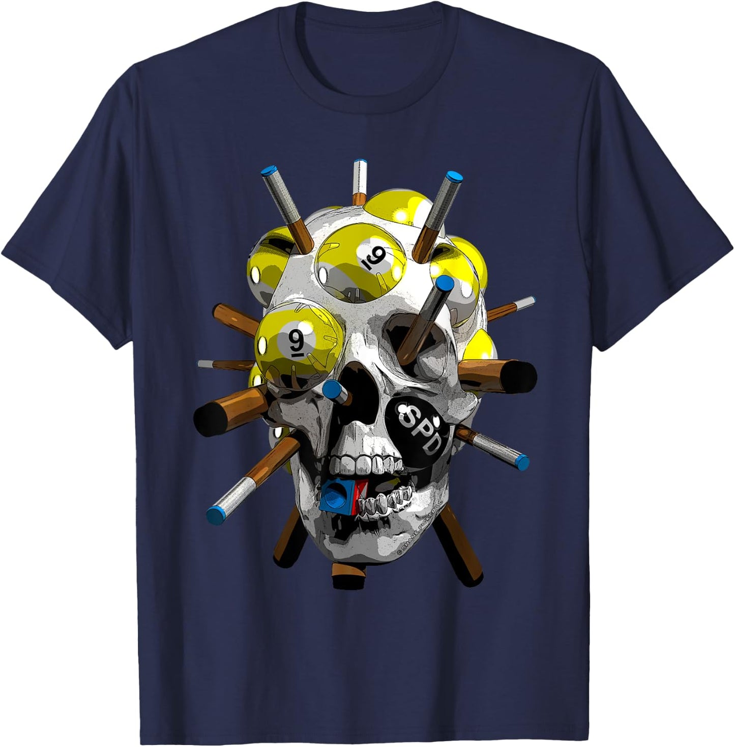 Halloween 9-Ball Pool Cues for Billiards & Nine Ball Player T-Shirt - T-Shirt | Navy