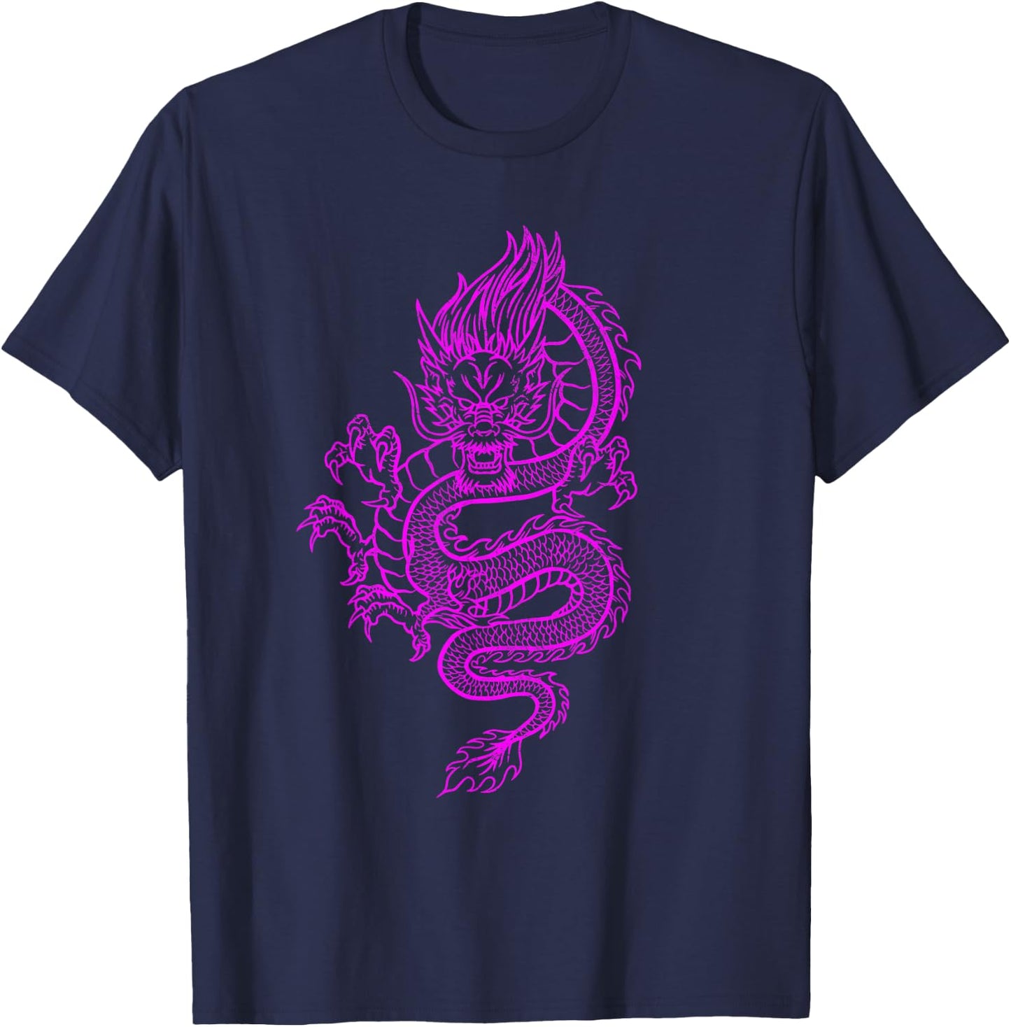 Big Pink Colored Dragon Graphic Design T-Shirt - T-Shirt | Navy