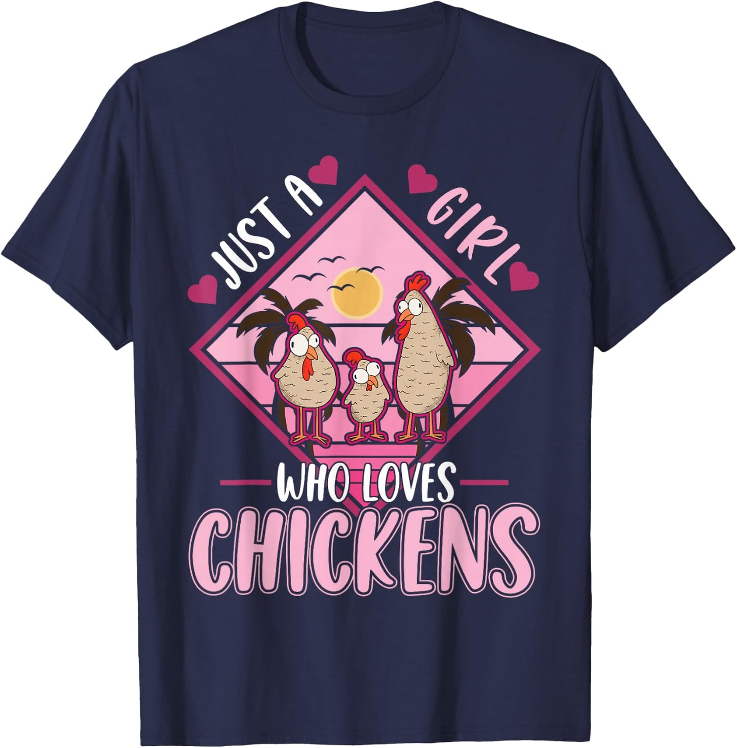 Just a Girl who Loves Chickens Girl Farmer T-Shirt - T-Shirt | Navy