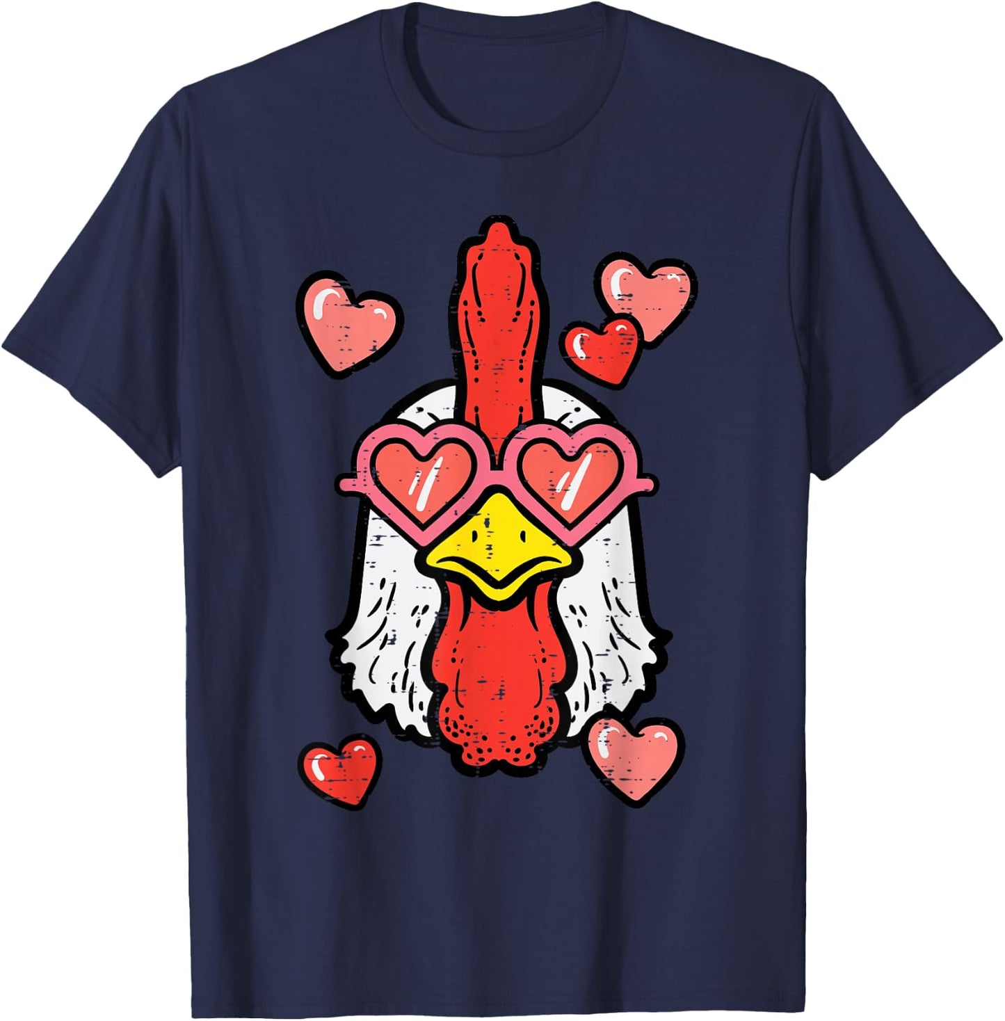 Valentines Day Chicken Hearts Cute Farm Women Girls Kids T-Shirt - T-Shirt | Navy