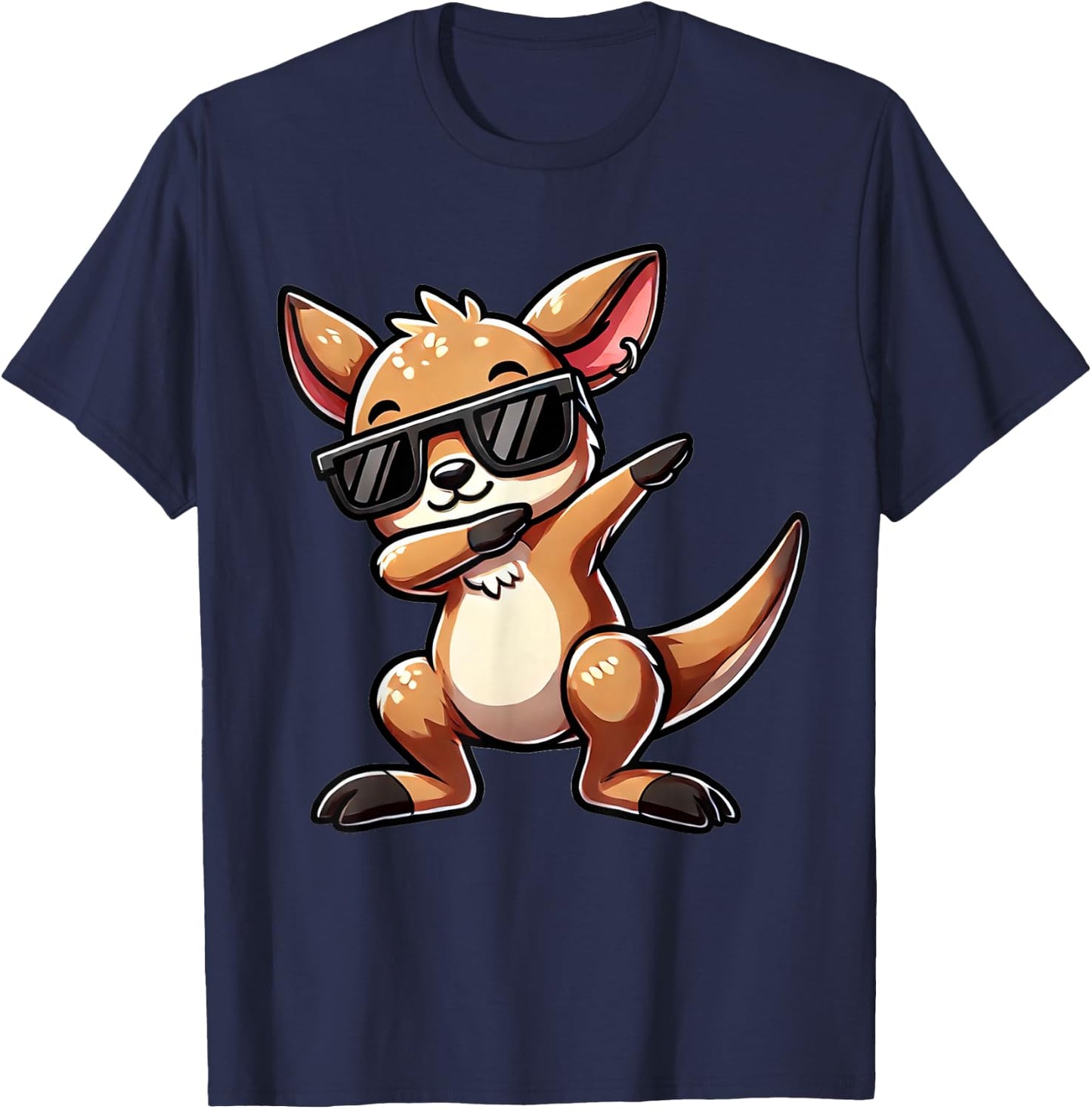 Dabbing Kangaroo Funny Kangaroo with Zoom Motif Kangaroo , black T-Shirt - T-Shirt | Navy