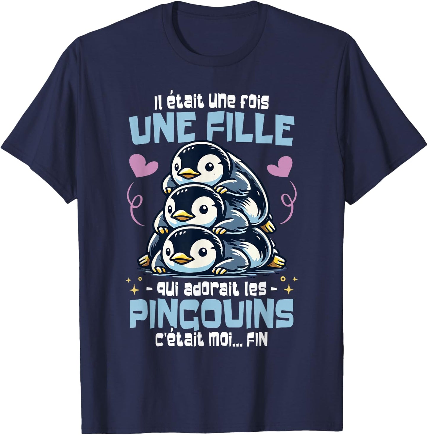Penguin was a Time Woman Girl Funny Penguins , Black, S T-Shirt - T-Shirt | Navy