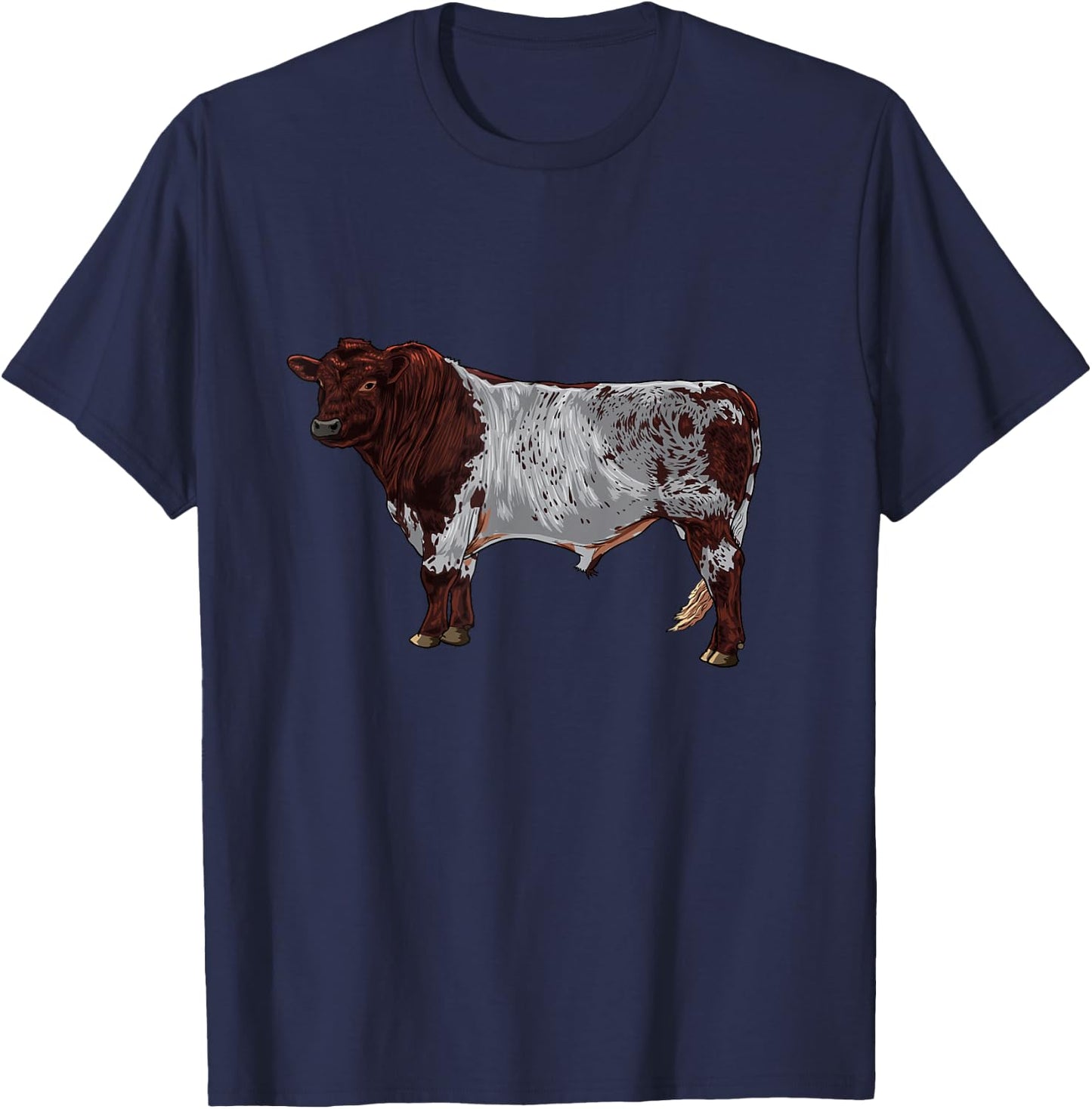 Drawing of a Shorthorn cattle T-Shirt - T-Shirt | Navy