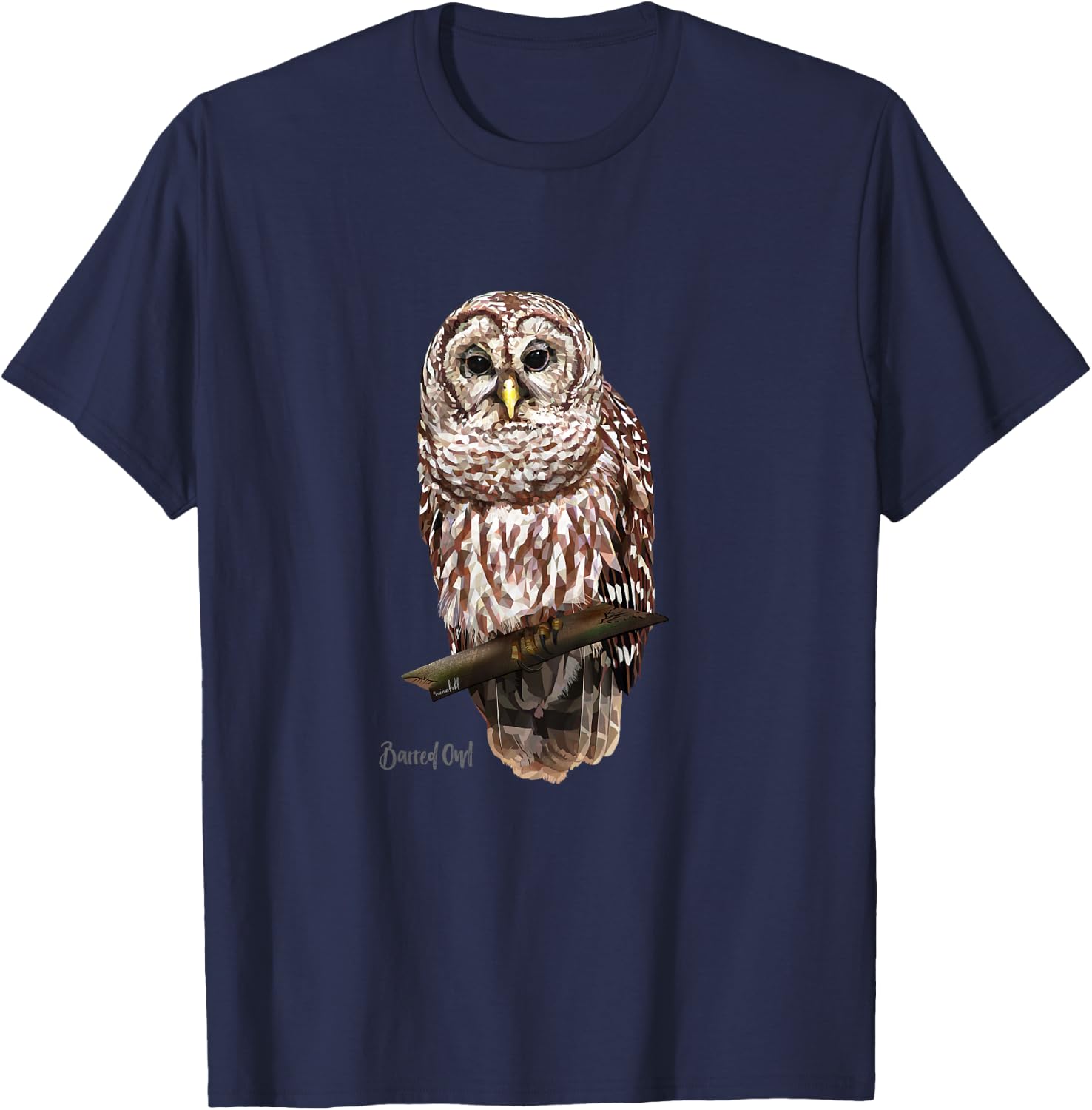 Kids Barred Owl Graphic Birder Shirt Wildlife Bird Watching T-Shirt - T-Shirt | Navy