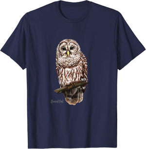 Kids Barred Owl Graphic Birder Shirt Wildlife Bird Watching T-Shirt - T-Shirt | Navy