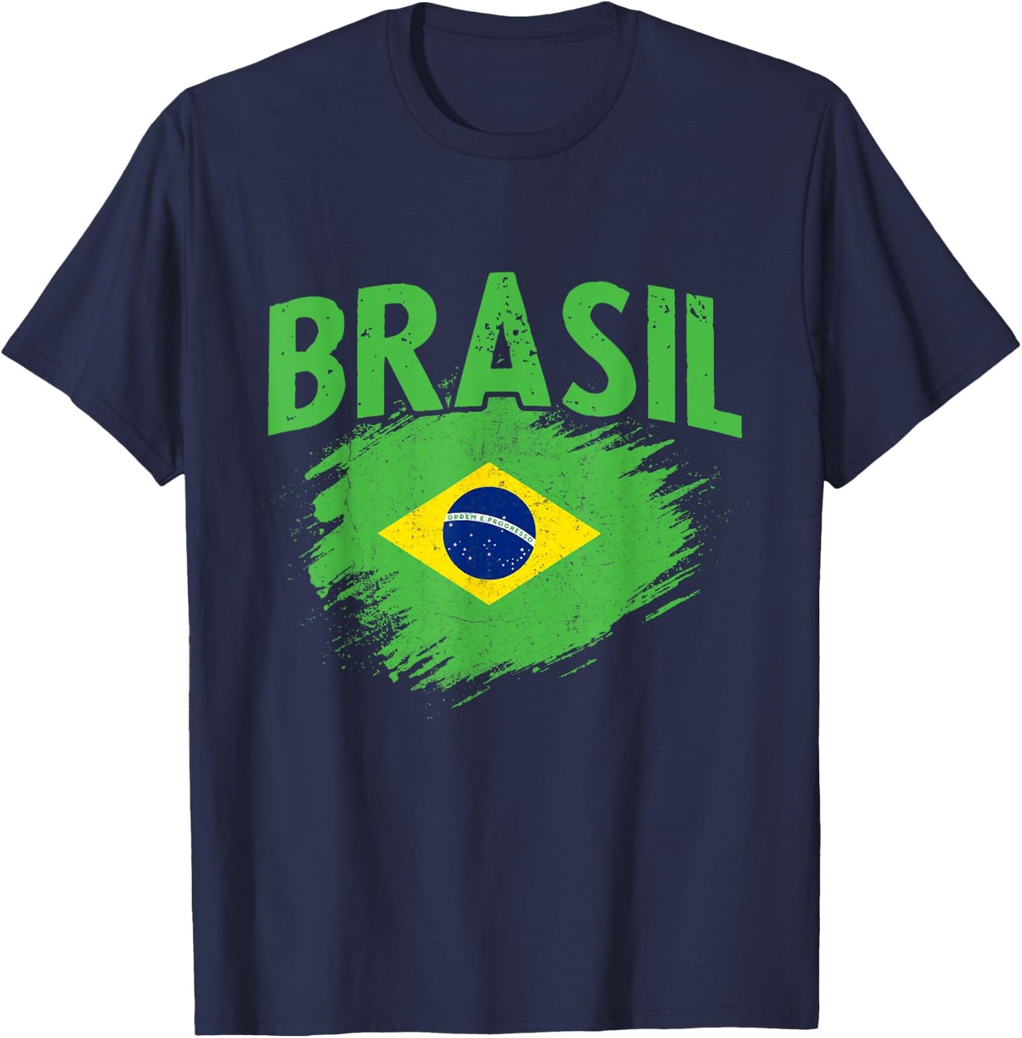 Brasil Vintage Flag Brazilian Pride Heritage T-Shirt - T-Shirt | Navy