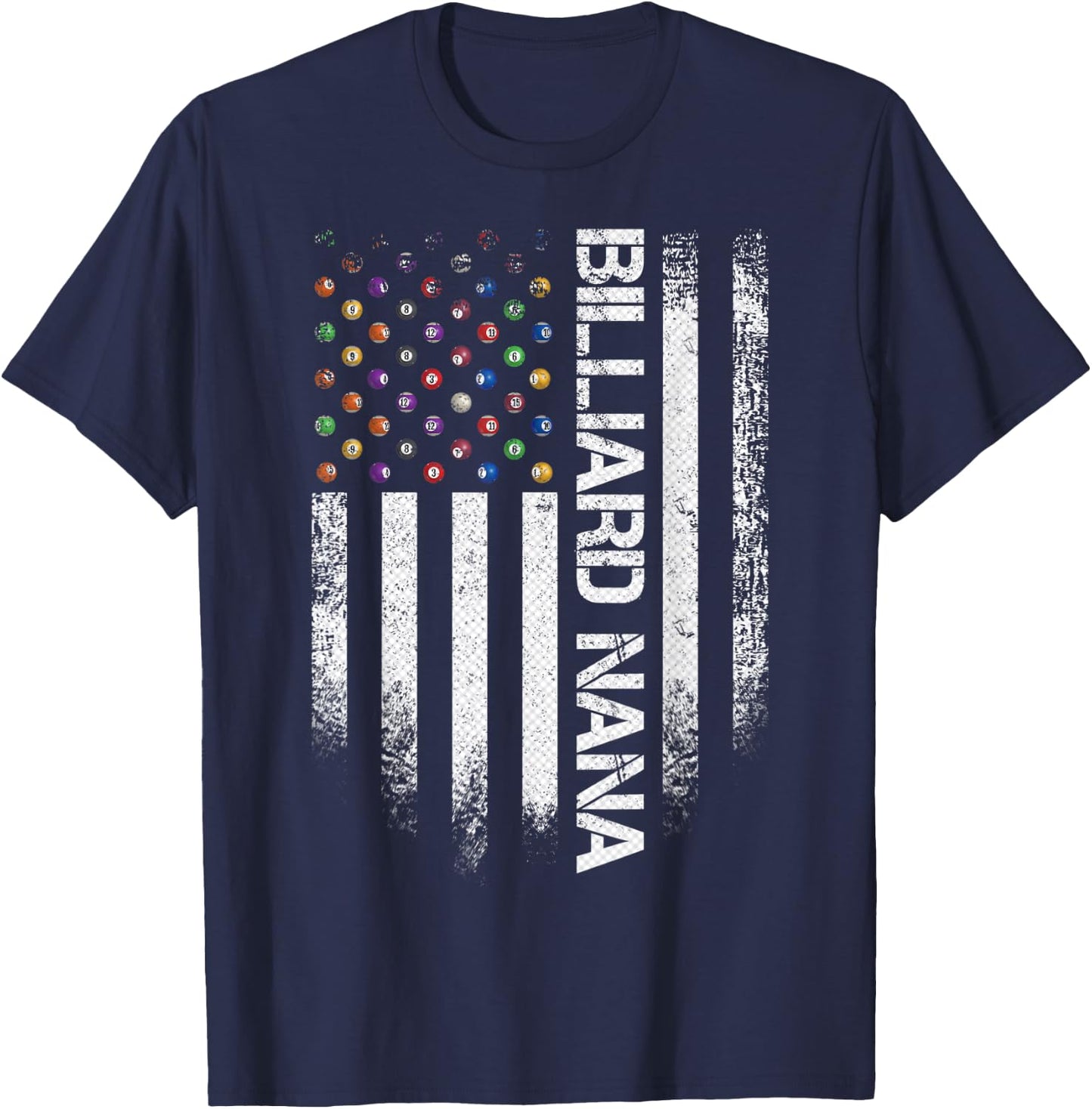 Vintage USA American Flag Proud Pool Billiard Snooker Nana T-Shirt - T-Shirt | Navy