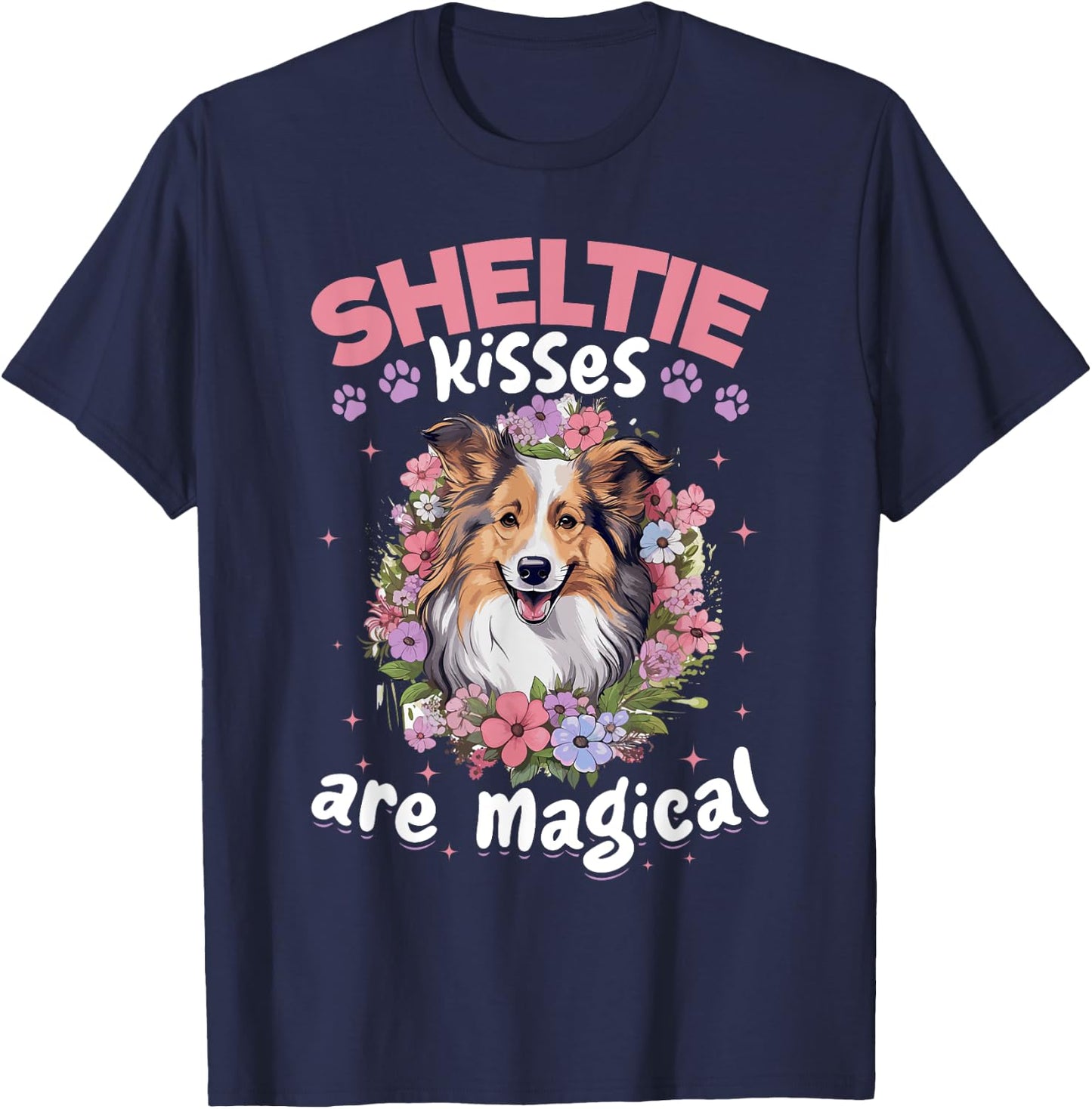 Shetland Sheepdog Dog Sheltie - Sheltie kisses are magical Women Kids T-Shirt - T-Shirt | Navy