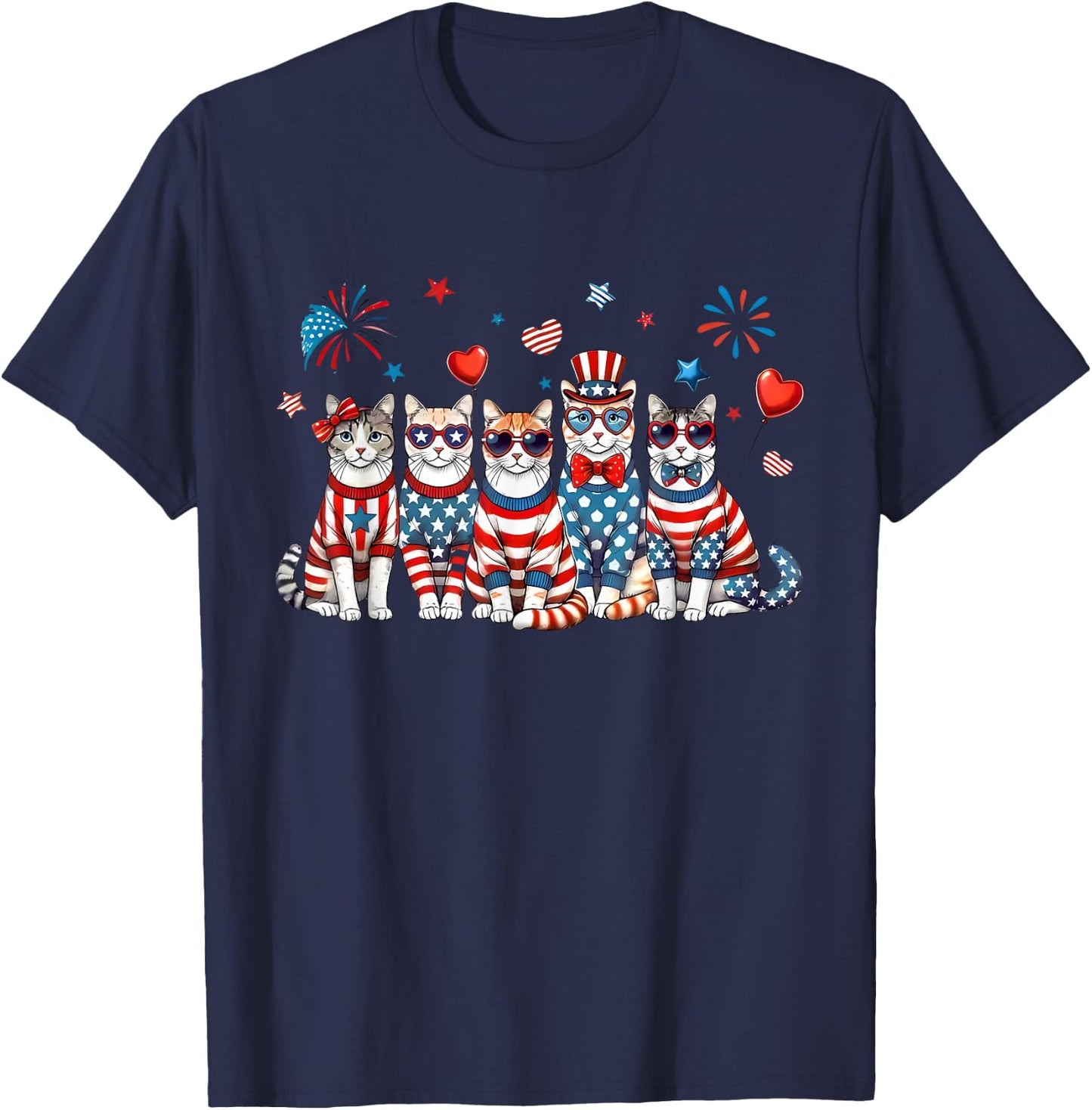250 Years 1776 2026 250th Anniversary Cat 4th of July T-Shirt - T-Shirt | Navy