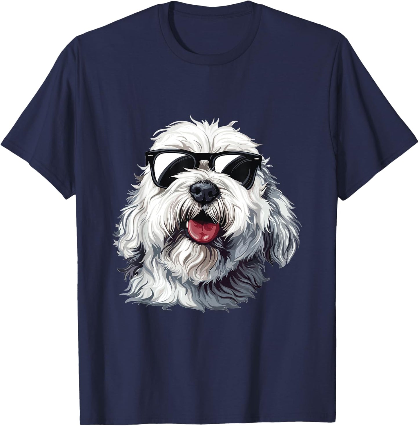 Old English Sheepdog Sunglasses Dog Breed Graphic Women Girls Kids T-Shirt - T-Shirt | Navy