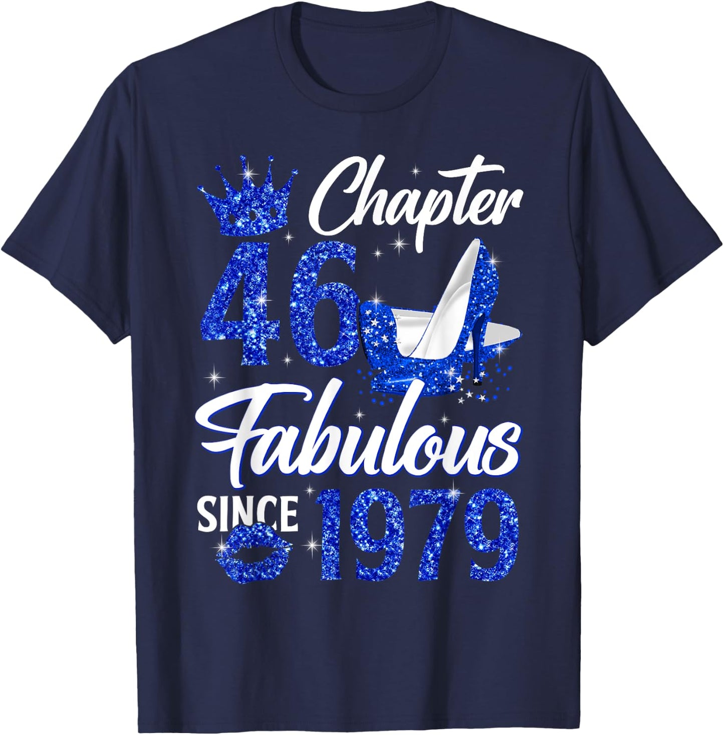 Chapter 46 Fabulous Since 1979 46th Leopard Birthday Queen T-Shirt - T-Shirt | Navy