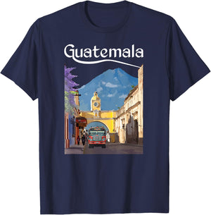 Guatemala Chicken Bus Antigua Chapin Quetzal Guate Tikal 502 T-Shirt - T-Shirt | Navy