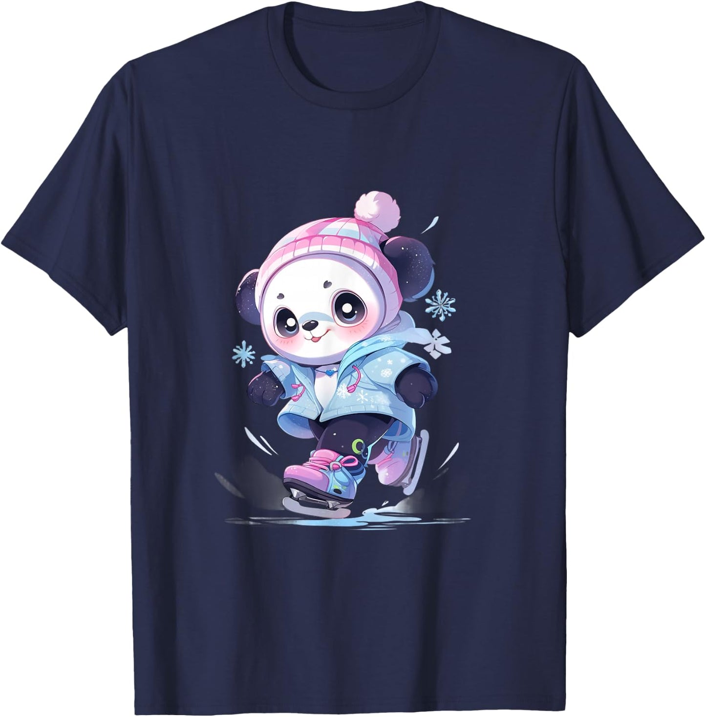 Panda Figure Skating Figure Skater Ice Skates T-Shirt - T-Shirt | Navy