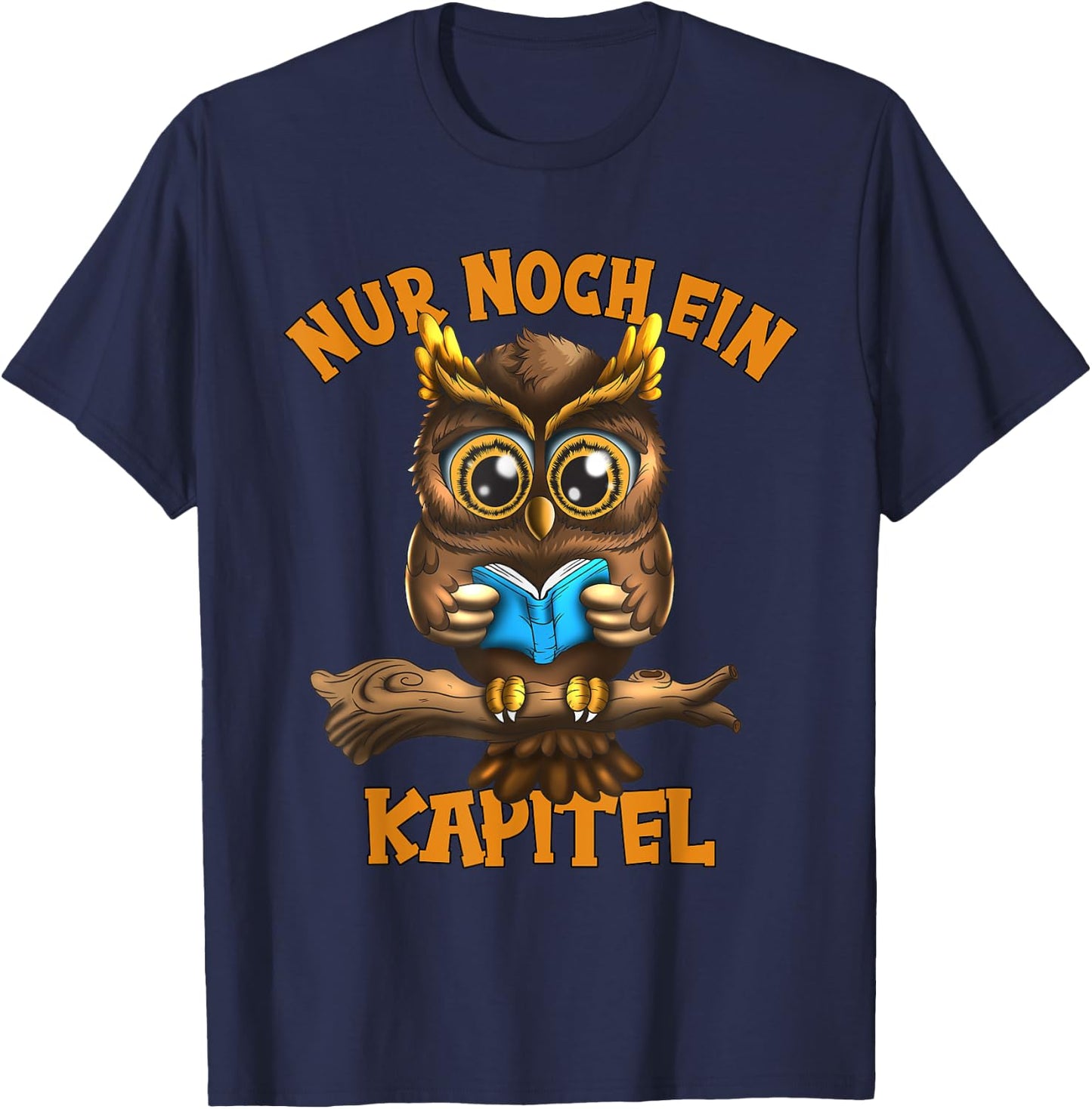 Nur noch ein Kapitel Owl Reading Owls Fan Kids Animal Lovers , black, s T-Shirt - T-Shirt | Navy