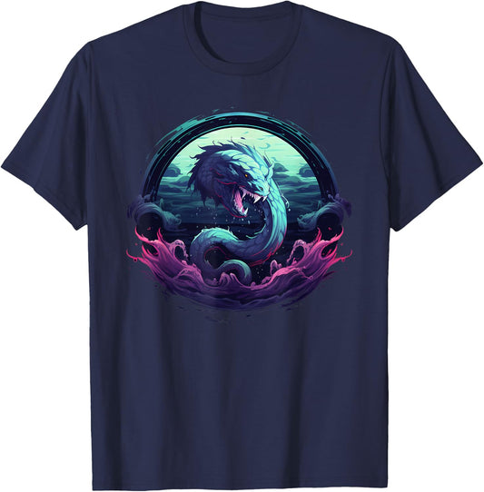 Leviathan Sea Monster Creature Cryptid Animal Ocean Graphic T-Shirt - T-Shirt | Navy
