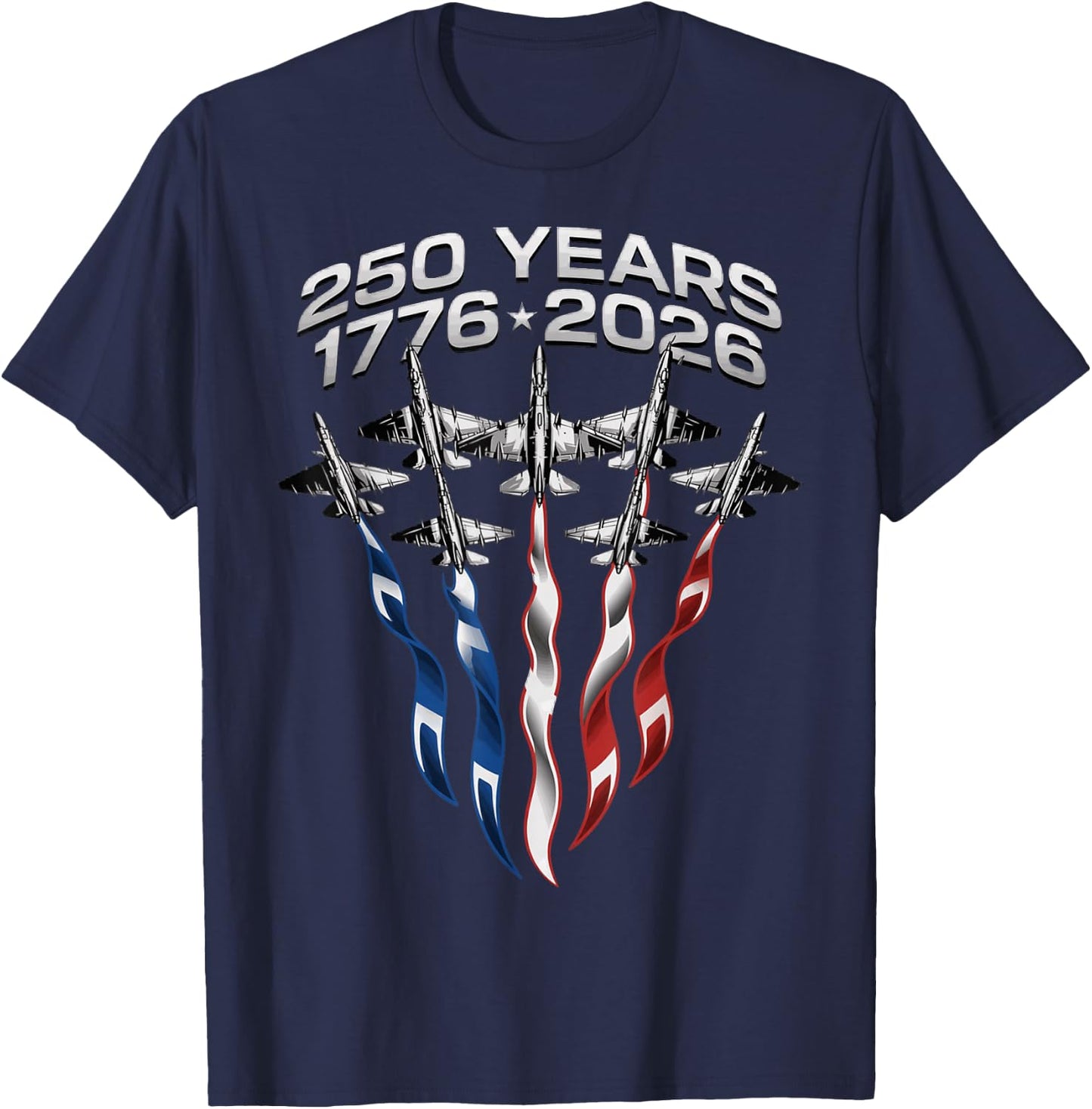 250 Anniversary USA Patriotic Flag 250th 4th of July 2026 T-Shirt - T-Shirt | Navy